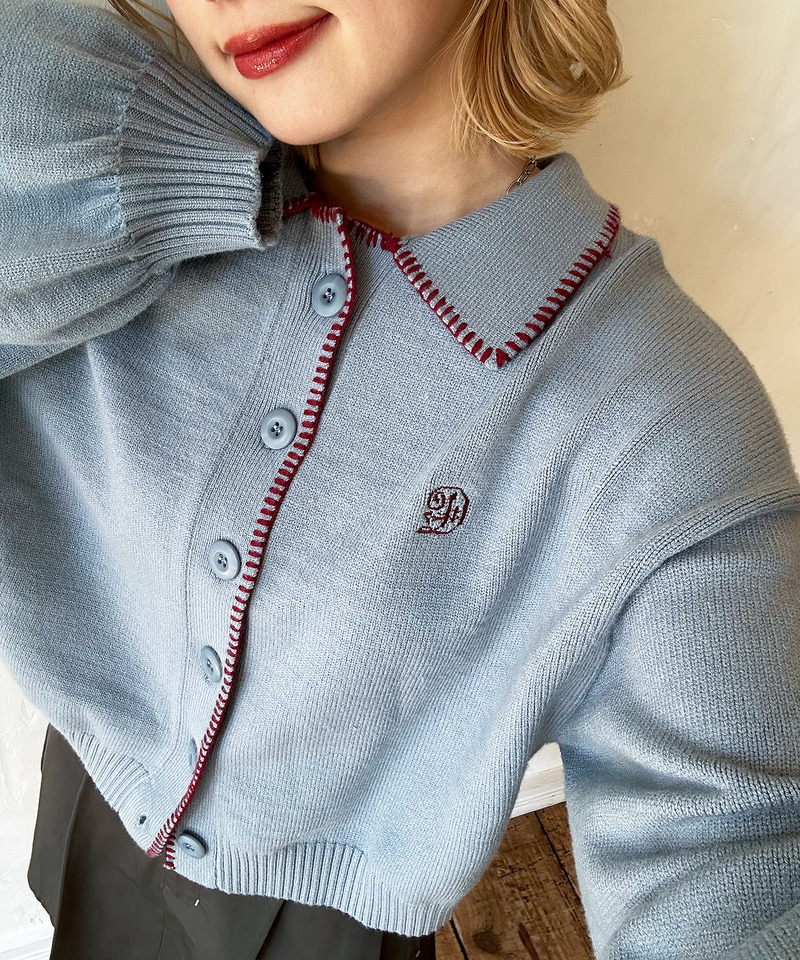 VINTAGE CRAFT EMBROIDERY 衿付きカーディガン 詳細画像 ブルー 9