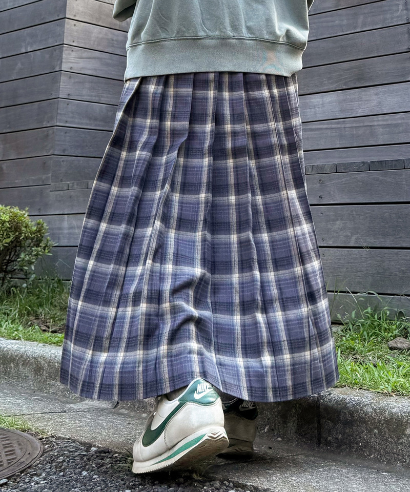 チェックロングプリーツスカート 詳細画像 グレー 2