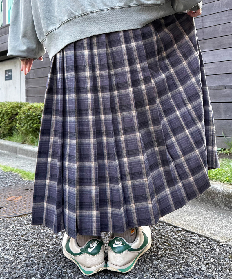 チェックロングプリーツスカート 詳細画像 グレー 4