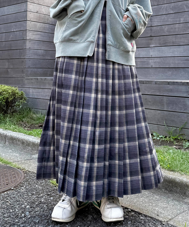 チェックロングプリーツスカート 詳細画像 グレー 5