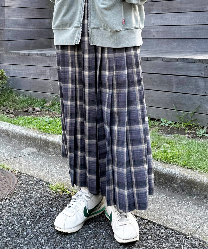 チェックロングプリーツスカート 詳細画像 グレー 6