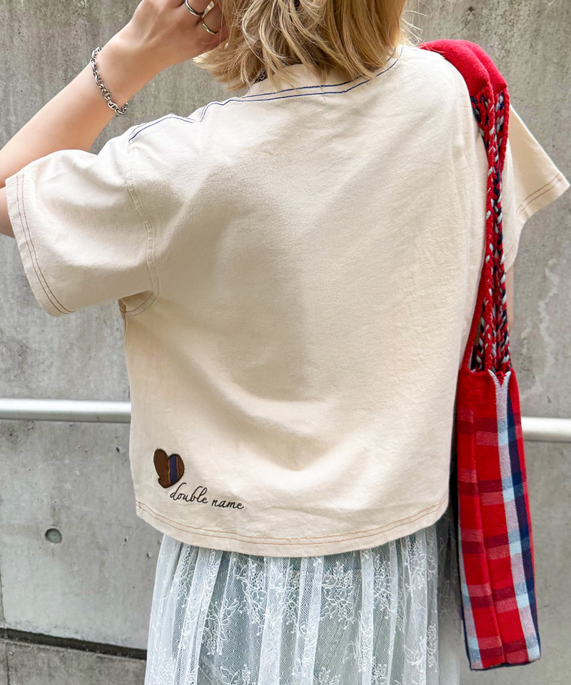 チェックアップリケコンパクトTEE 詳細画像 オフホワイト 6