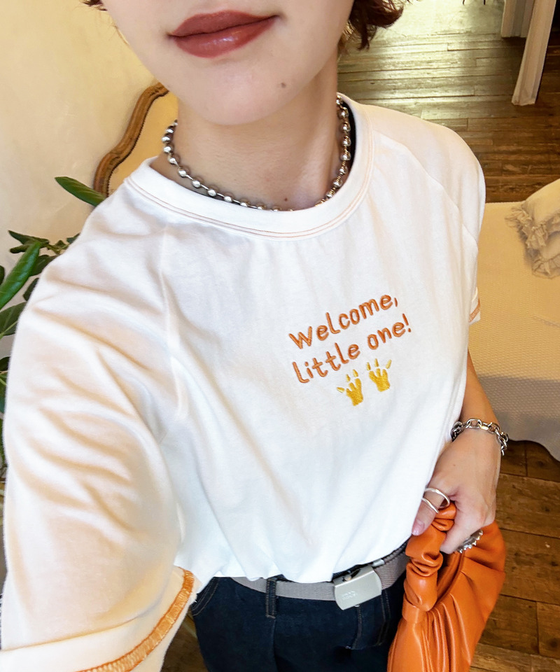 My first m:rex刺しゅうラグランTEE 詳細画像 ホワイト 4