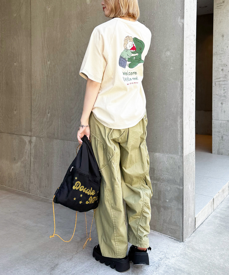 My first m:rex刺しゅうラグランTEE 詳細画像 オフホワイト 4