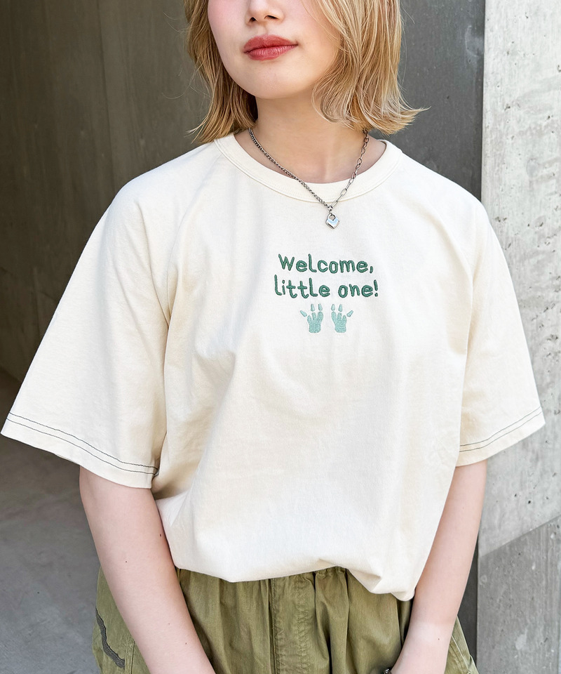 My first m:rex刺しゅうラグランTEE 詳細画像 オフホワイト 5