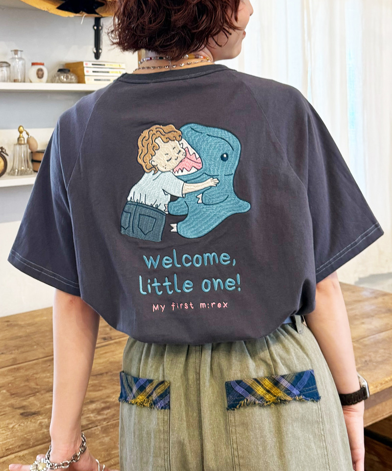 My first m:rex刺しゅうラグランTEE 詳細画像 ブラック系 1