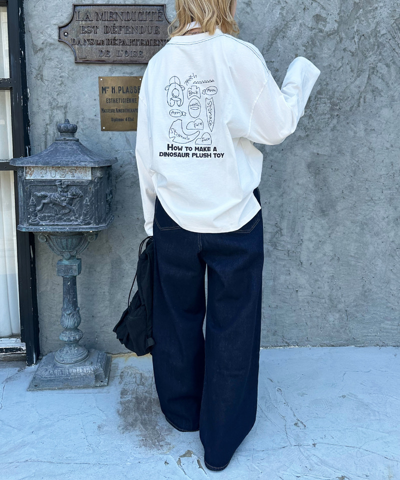 ぬいを縫いたい恐竜刺しゅうロンTEE 詳細画像 オフホワイト 3