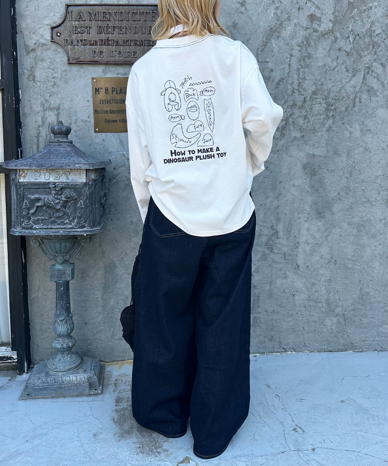ぬいを縫いたい恐竜刺しゅうロンTEE 詳細画像 オフホワイト 4