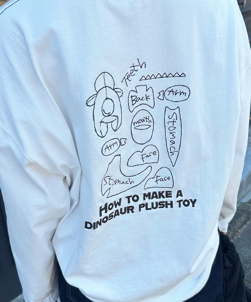 ぬいを縫いたい恐竜刺しゅうロンTEE 詳細画像 オフホワイト 9