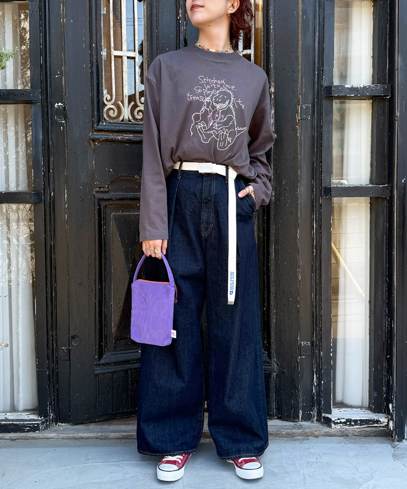 ぬいを縫いたい恐竜刺しゅうロンTEE 詳細画像 ブラック系 5