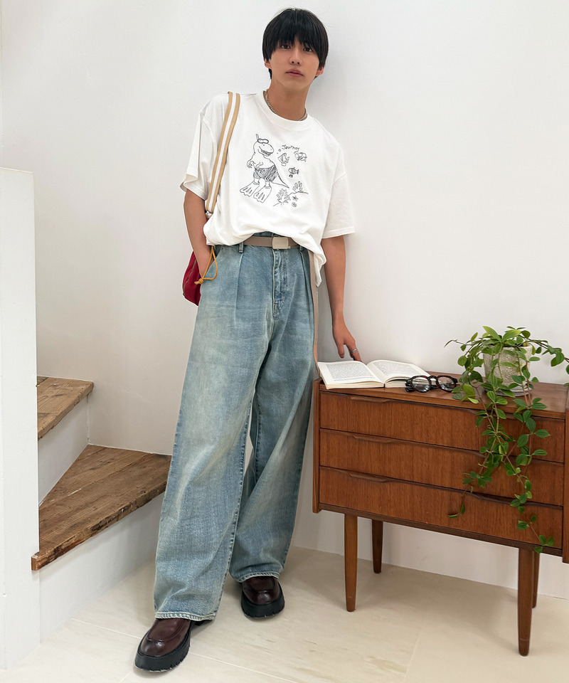 【EC限定REVIVAL】魚とシュノーケリングしたい恐竜刺しゅうTEE 詳細画像 オフホワイト 14