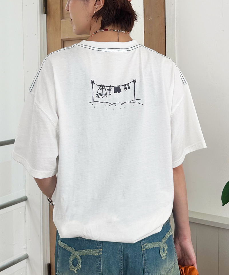 【EC限定REVIVAL】魚とシュノーケリングしたい恐竜刺しゅうTEE 詳細画像 オフホワイト 3