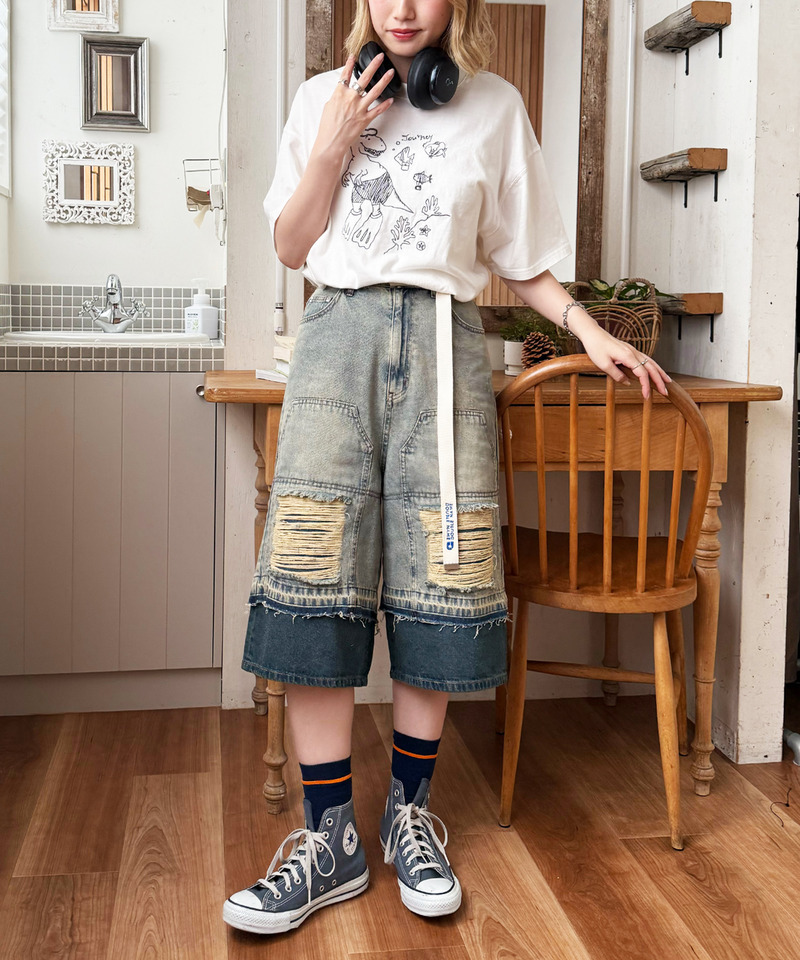 【EC限定REVIVAL】魚とシュノーケリングしたい恐竜刺しゅうTEE 詳細画像 オフホワイト 6