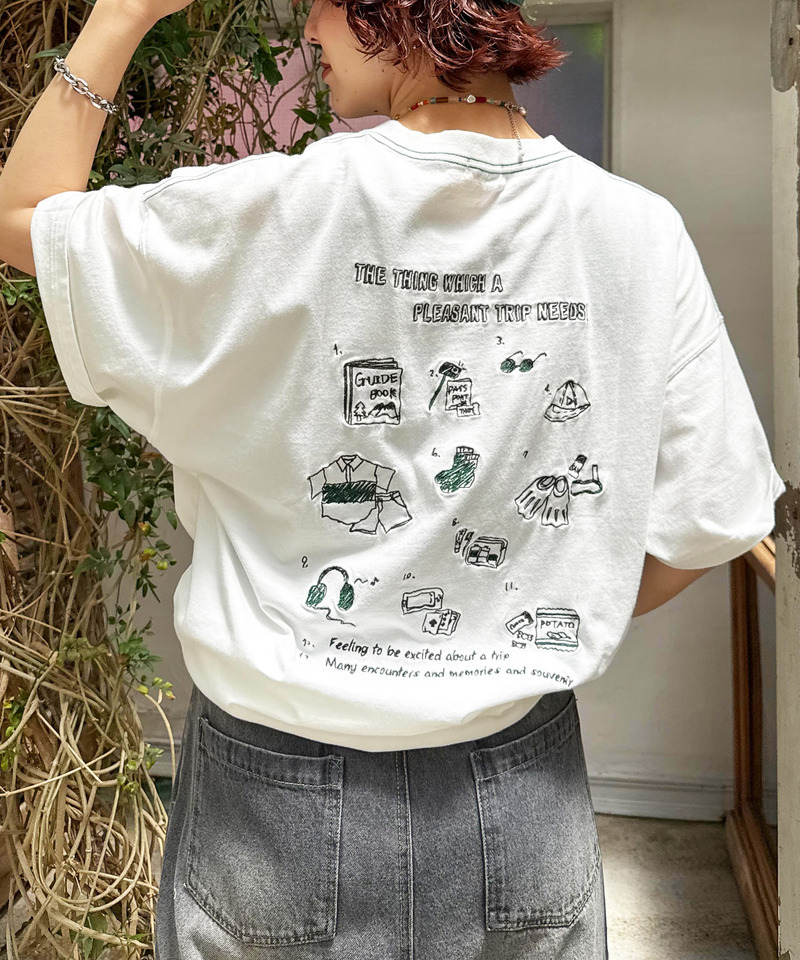 【EC限定REVIVAL】Travel Item BACK刺しゅうTEE 詳細画像 オフホワイト 1
