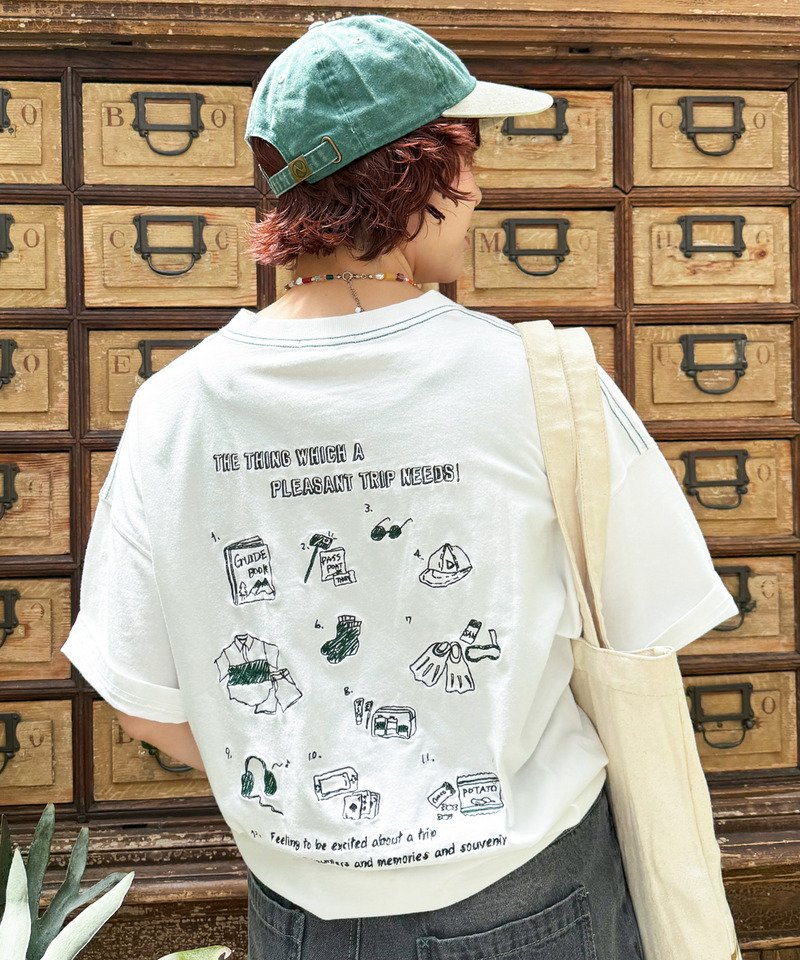 【EC限定REVIVAL】Travel Item BACK刺しゅうTEE 詳細画像 オフホワイト 2