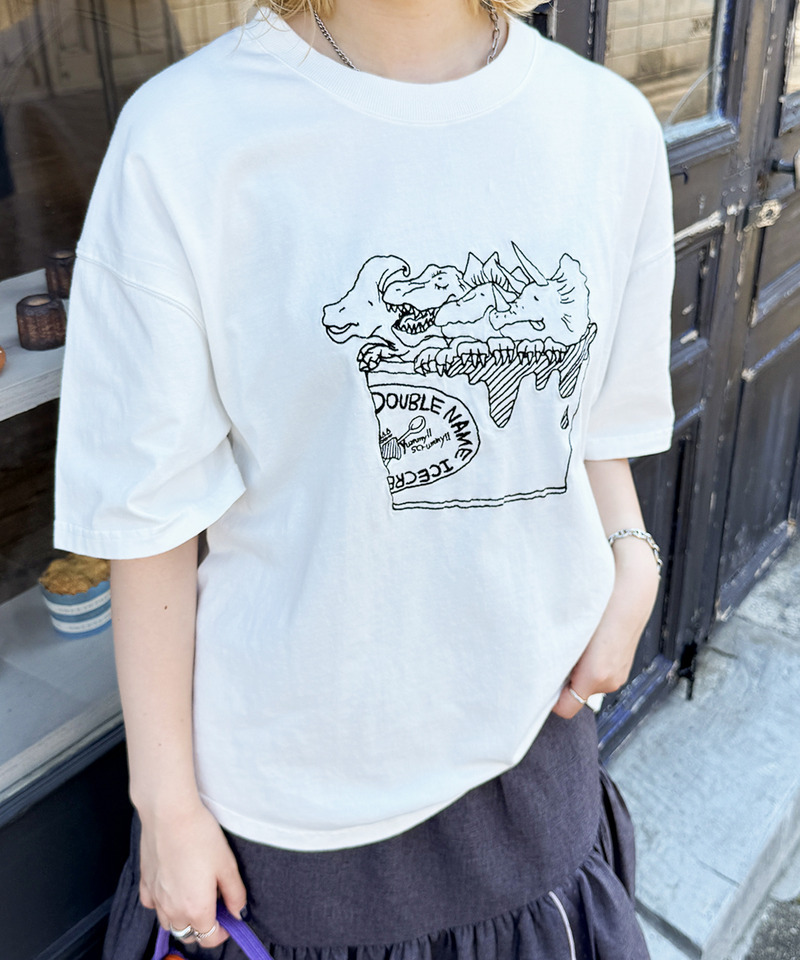 【EC限定REVIVAL】アイスクリーム恐竜刺しゅうTEE 詳細画像 オフホワイト 11