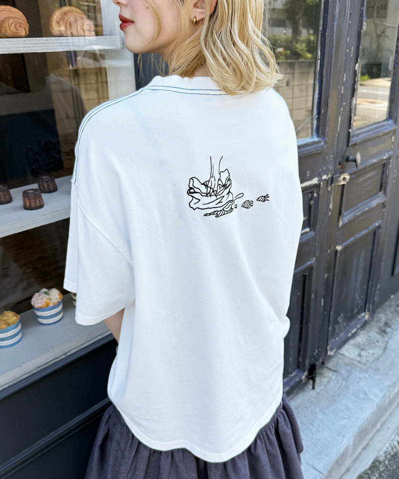 【EC限定REVIVAL】アイスクリーム恐竜刺しゅうTEE 詳細画像 オフホワイト 8