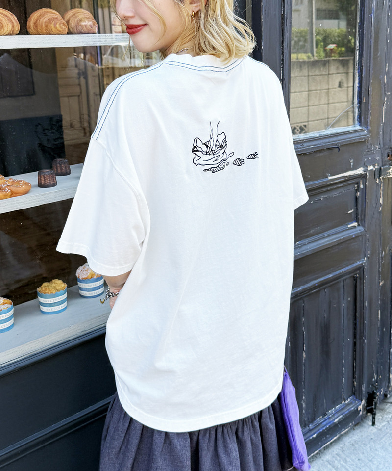 【EC限定REVIVAL】アイスクリーム恐竜刺しゅうTEE 詳細画像 オフホワイト 9
