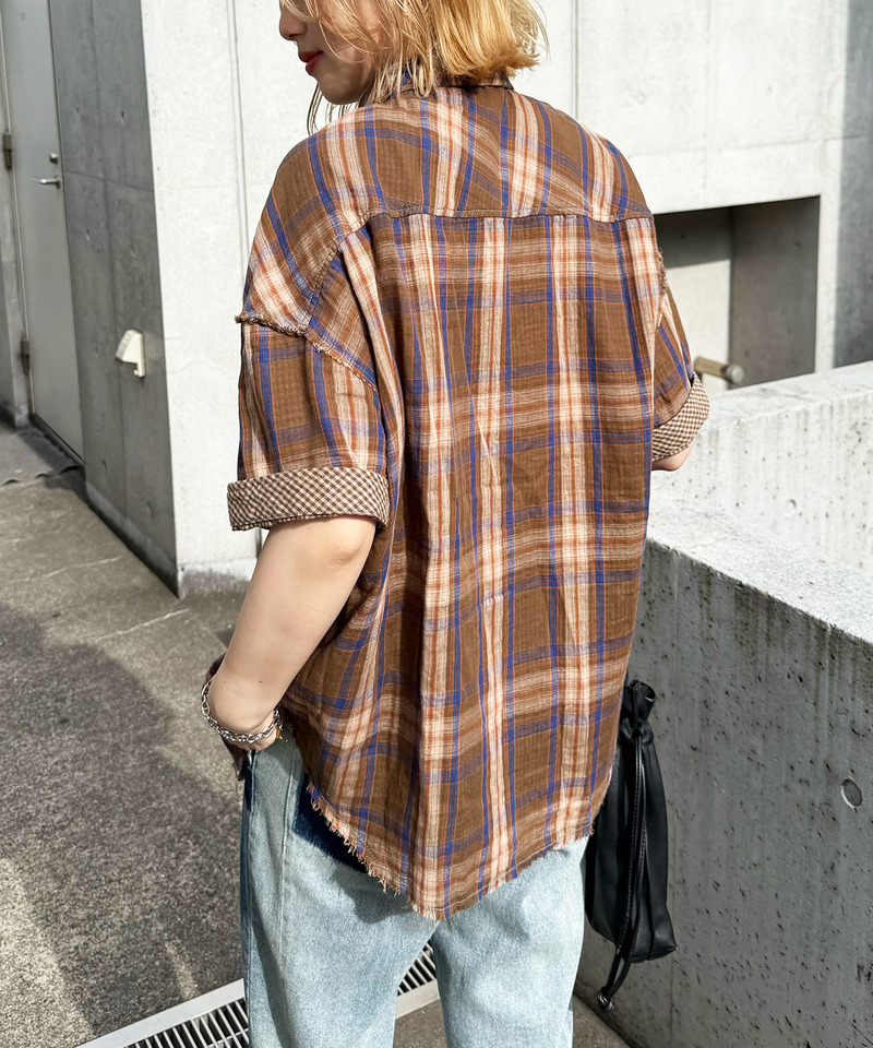 ダブルフェイスチェック リバーシブルシャツ 詳細画像 ブラウン 17