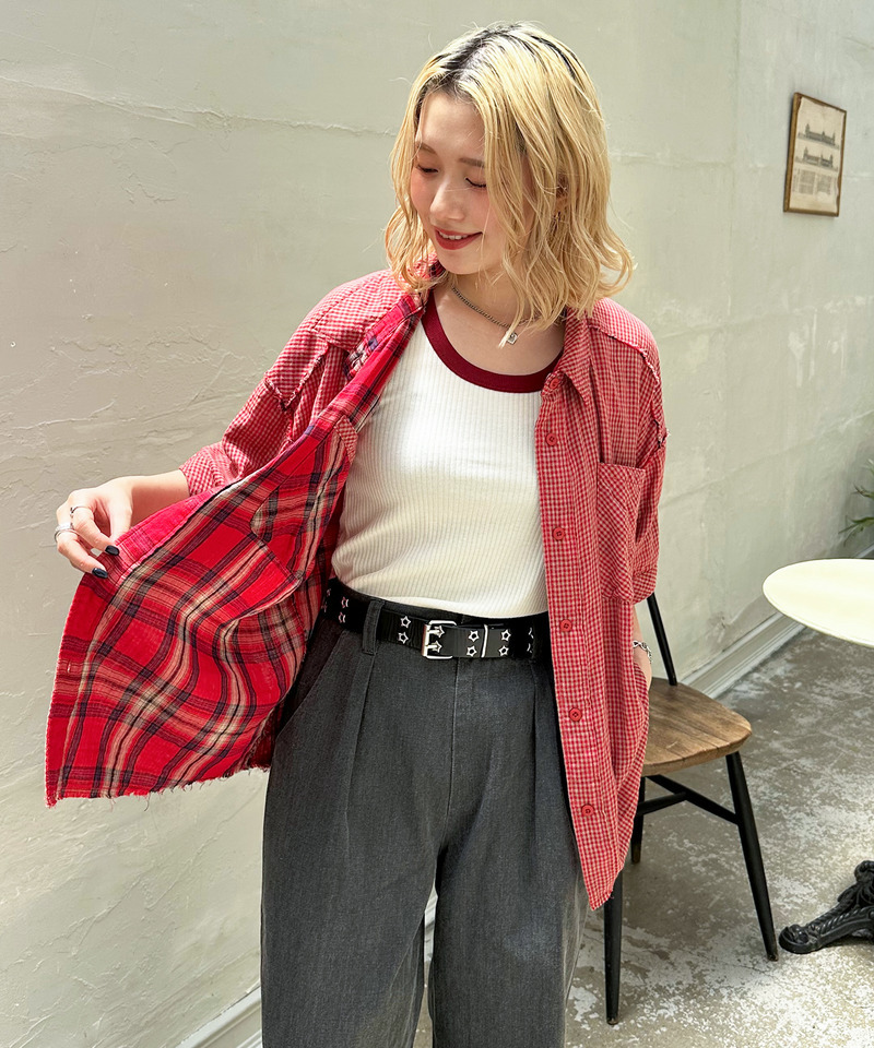 ダブルフェイスチェック リバーシブルシャツ 詳細画像 レッド 3