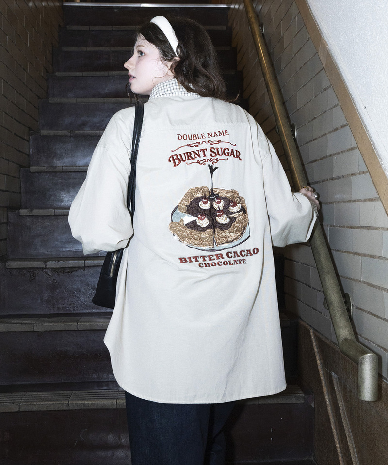 BURNT SUGAR BACK刺しゅうクレリックチュニックシャツ 詳細画像 ベージュ 2