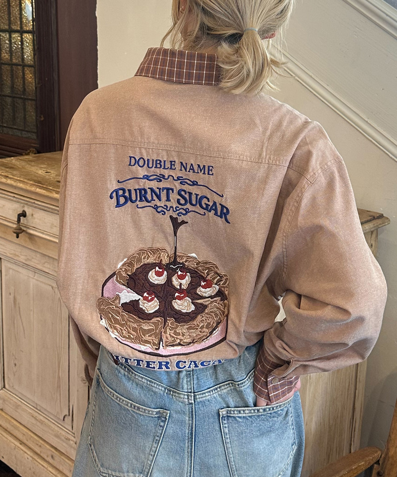 BURNT SUGAR BACK刺しゅうクレリックチュニックシャツ 詳細画像 キャメル 2