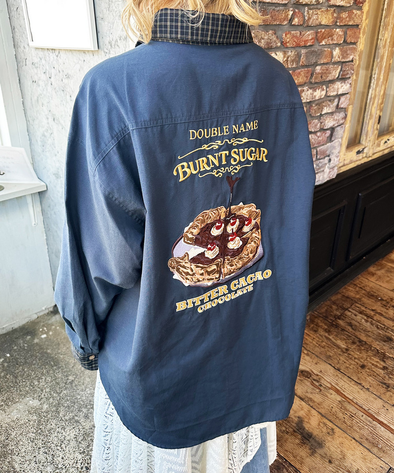 BURNT SUGAR BACK刺しゅうクレリックチュニックシャツ 詳細画像 ネイビー 3