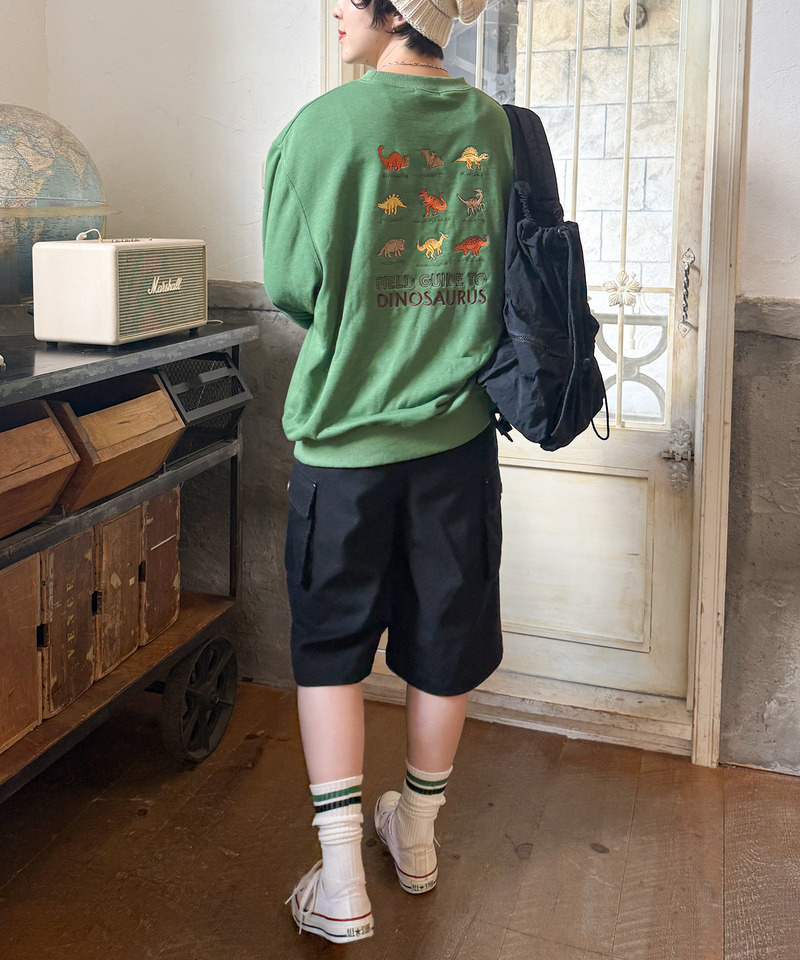 【EC限定】恐竜図鑑BACK刺しゅうプルオーバー 詳細画像 グリーン 15