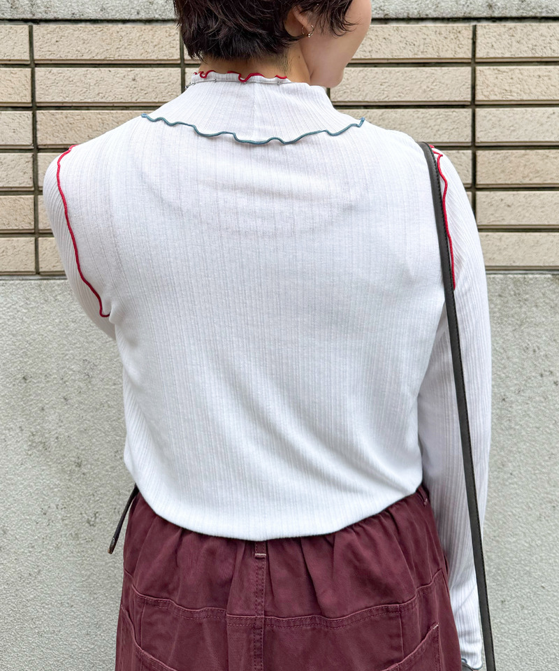 指あき配色メローロンT 詳細画像 オフホワイト 4