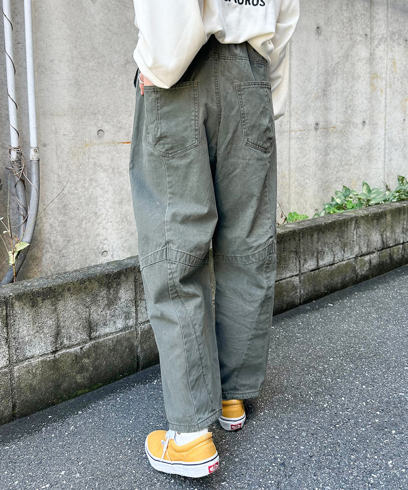 顔料染め加工タックラインパンツ 詳細画像 カーキ 7
