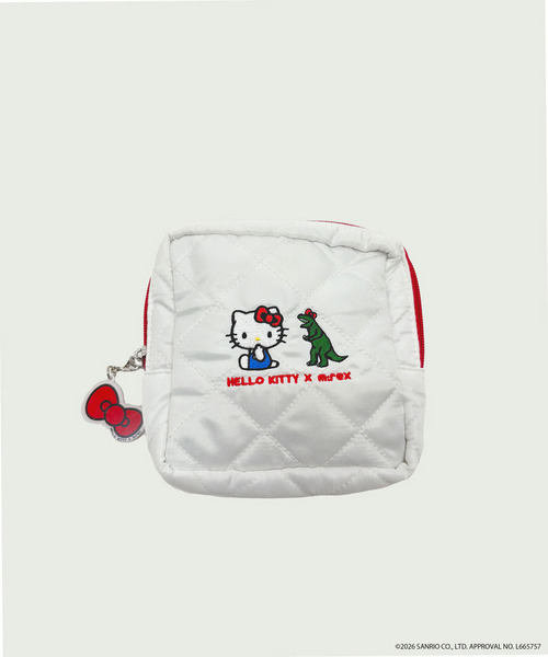 【m:rex】ハローキティコラボ キルティングスクエアポーチ 詳細画像