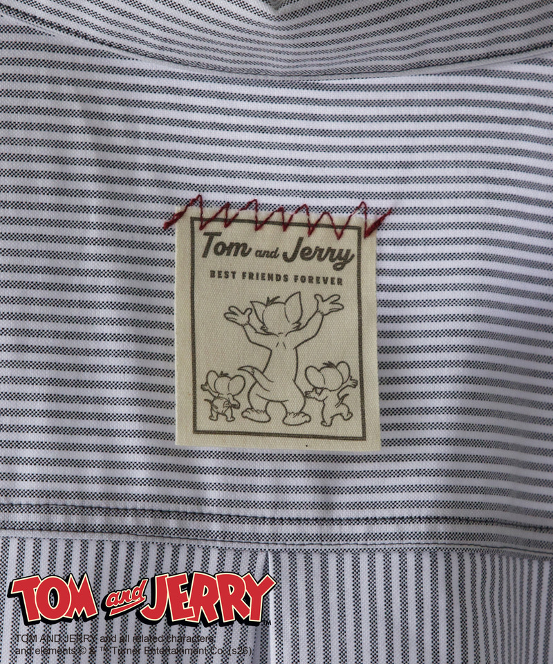 【TOM AND JERRY】 ひょっこり刺しゅうオーバーサイズオックスシャツ 詳細画像 グレー 4