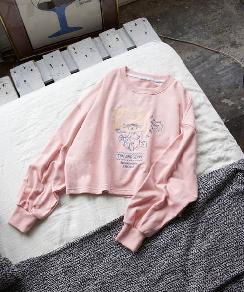 【TOM AND JERRY】 ショート丈刺しゅうプルオーバー 詳細画像