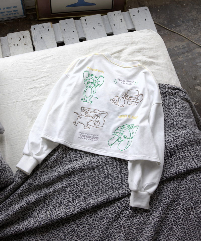 【TOM AND JERRY】 ショート丈刺しゅうプルオーバー 詳細画像 オフホワイト 3