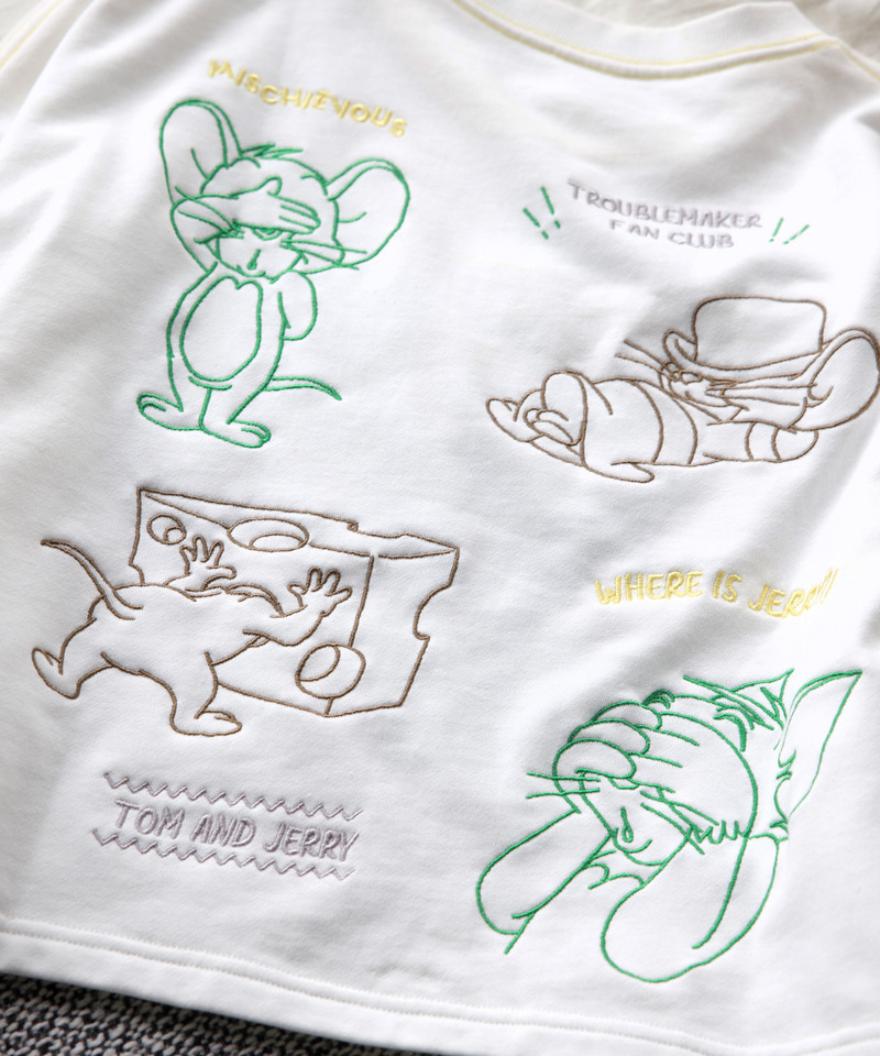 【TOM AND JERRY】 ショート丈刺しゅうプルオーバー 詳細画像 オフホワイト 4