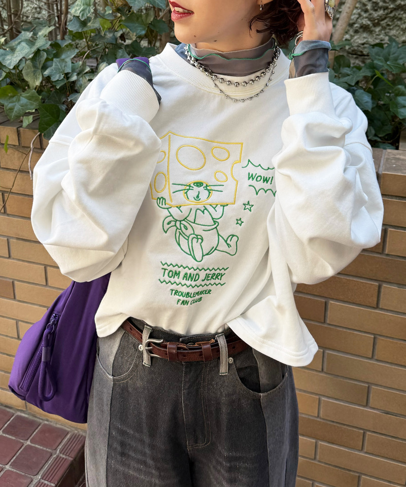 【TOM AND JERRY】 ショート丈刺しゅうプルオーバー 詳細画像 オフホワイト 6