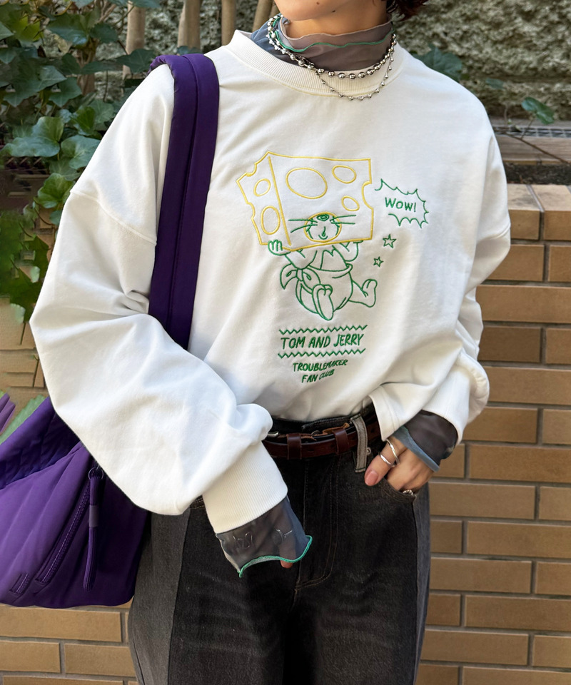 【TOM AND JERRY】 ショート丈刺しゅうプルオーバー 詳細画像 オフホワイト 9