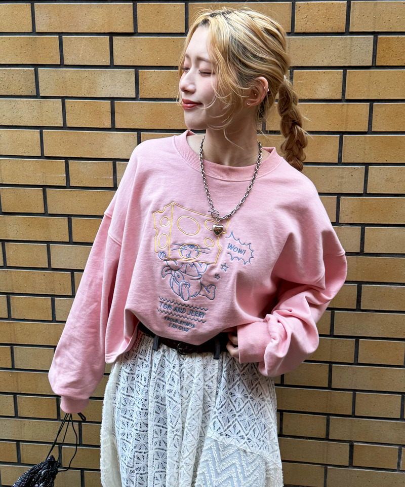 【TOM AND JERRY】 ショート丈刺しゅうプルオーバー 詳細画像 ピンク 10