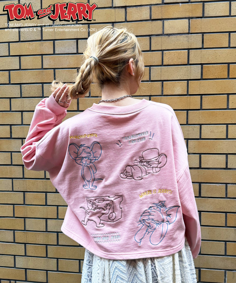【TOM AND JERRY】 ショート丈刺しゅうプルオーバー 詳細画像 ピンク 12