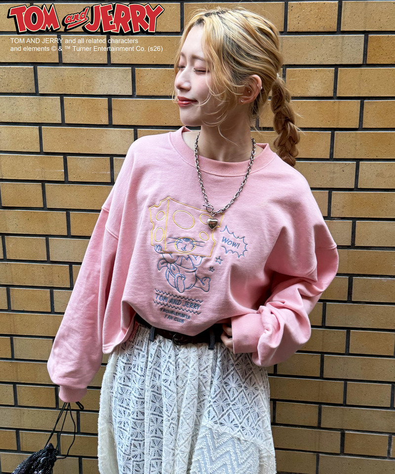【TOM AND JERRY】 ショート丈刺しゅうプルオーバー 詳細画像 ピンク 13