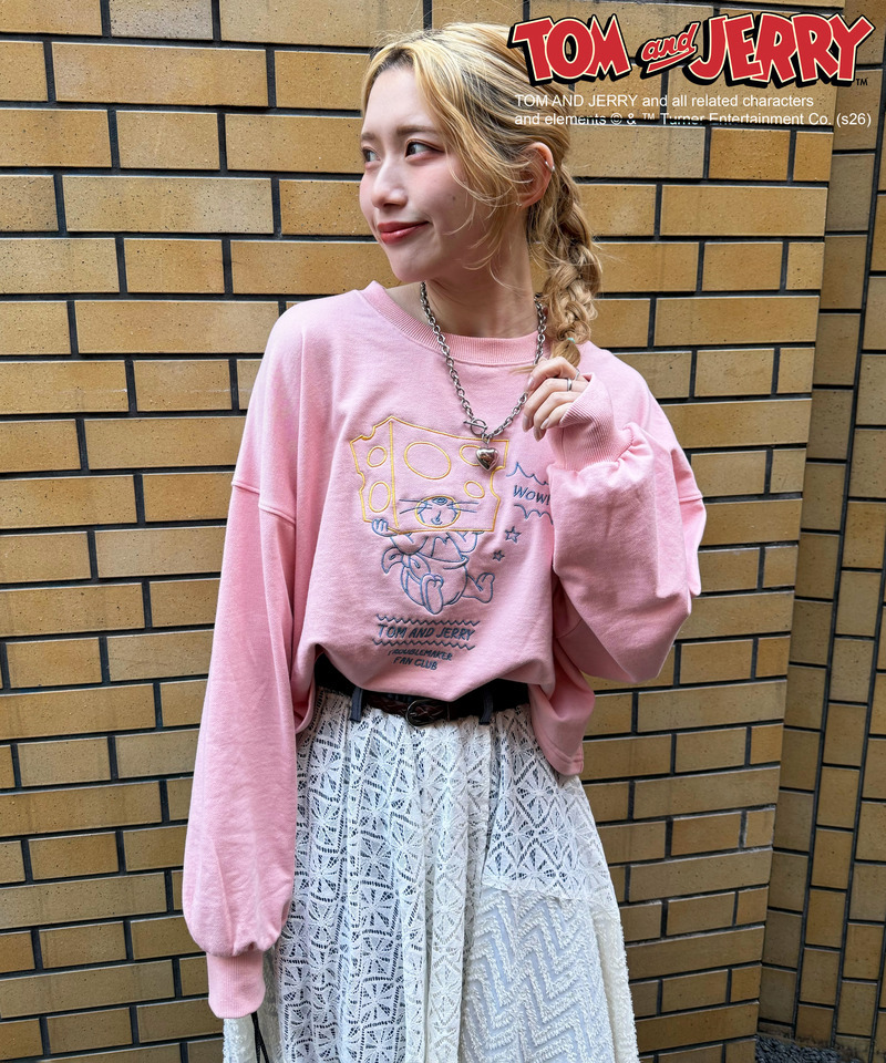 【TOM AND JERRY】 ショート丈刺しゅうプルオーバー 詳細画像 ピンク 14