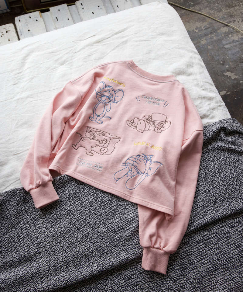 【TOM AND JERRY】 ショート丈刺しゅうプルオーバー 詳細画像 ピンク 2