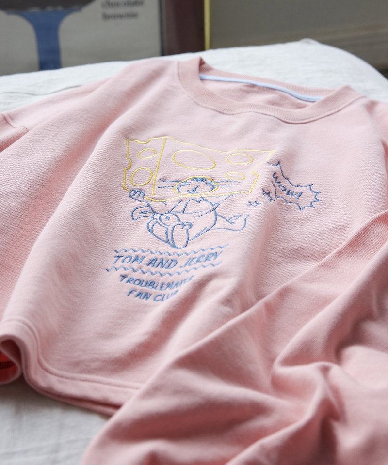 【TOM AND JERRY】 ショート丈刺しゅうプルオーバー 詳細画像 ピンク 3