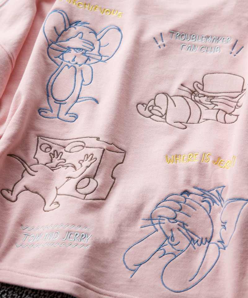 【TOM AND JERRY】 ショート丈刺しゅうプルオーバー 詳細画像 ピンク 4