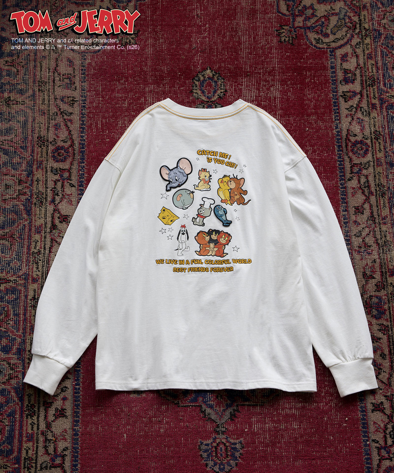 【TOM AND JERRY】 ワッペン刺しゅうロンTEE 詳細画像 オフホワイト 2