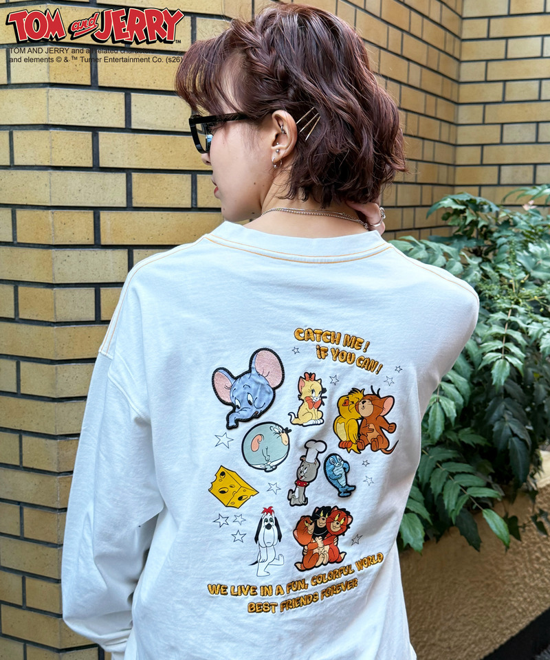 【TOM AND JERRY】 ワッペン刺しゅうロンTEE 詳細画像 オフホワイト 8