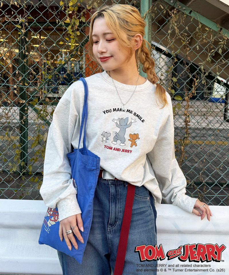 【TOM AND JERRY】 ワッペン刺しゅうロンTEE 詳細画像 ライトグレー 4