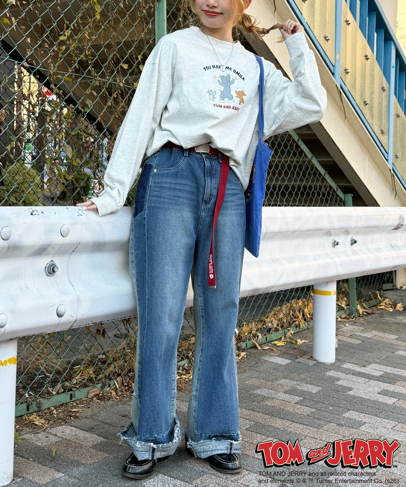 【TOM AND JERRY】 ワッペン刺しゅうロンTEE 詳細画像 ライトグレー 7