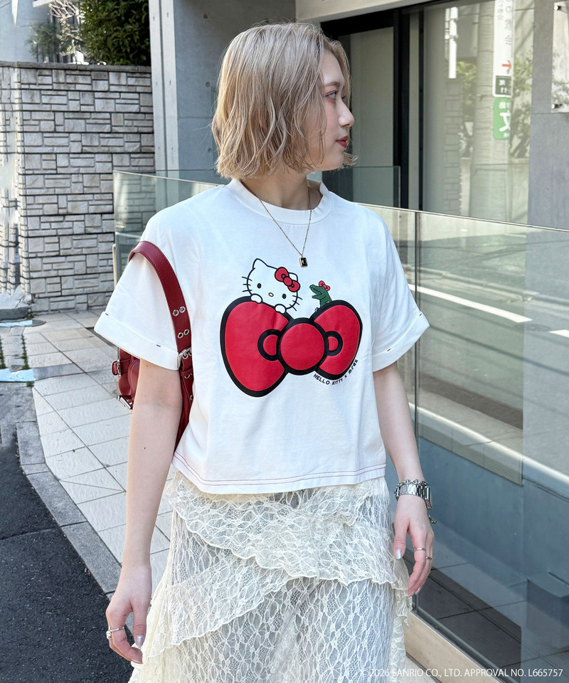 【m:rex】ハローキティコラボ リボンモチーフTEE 詳細画像 オフホワイト 8