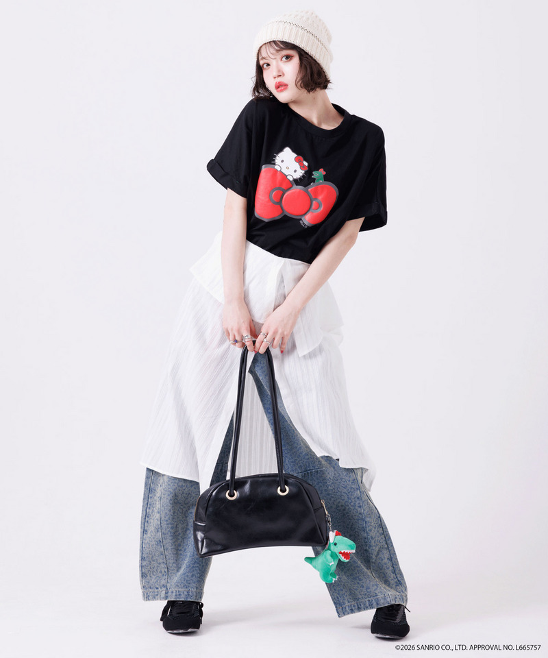 【m:rex】ハローキティコラボ リボンモチーフTEE 詳細画像 ブラック 4